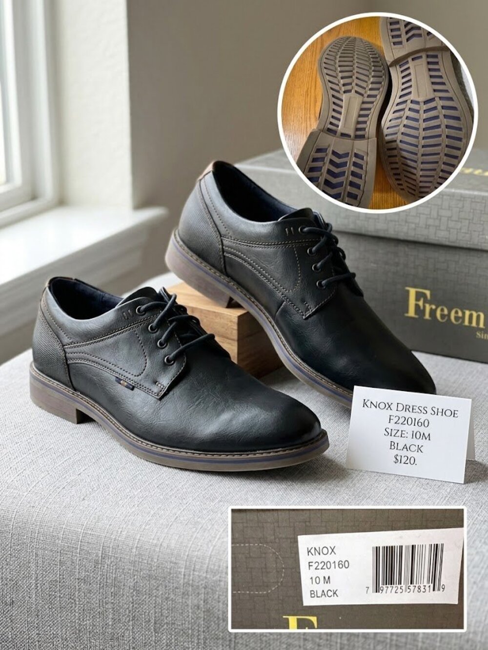 Freeman Knox Men's Black Oxford Dress Shoes Size 10M (Style F220160) - worn 1x